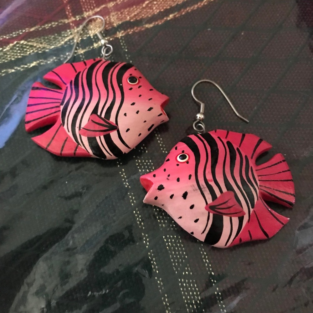 Pink Fish Earrings